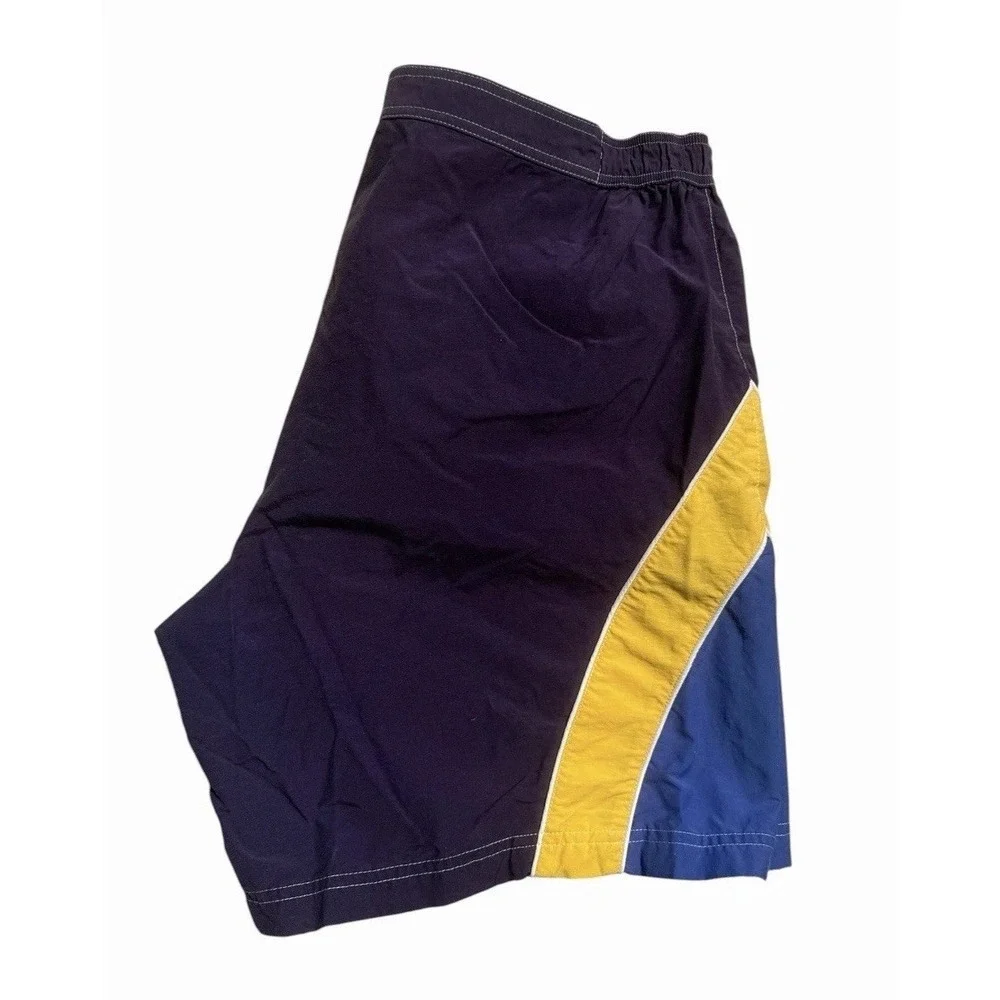 Vintage PT Sports Wear Colorblock Swim Trunks Men's XL Purple Blue Yellow Shorts